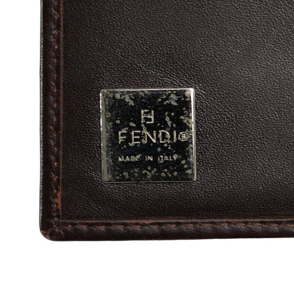 1 0155266 8 Fendi Zucca Bifold Wallet Brown Canvas Leather