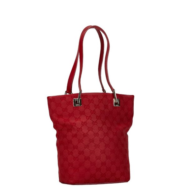 1 0155311 2 Gucci GG canvas handbag tote bag red gold canvas leather