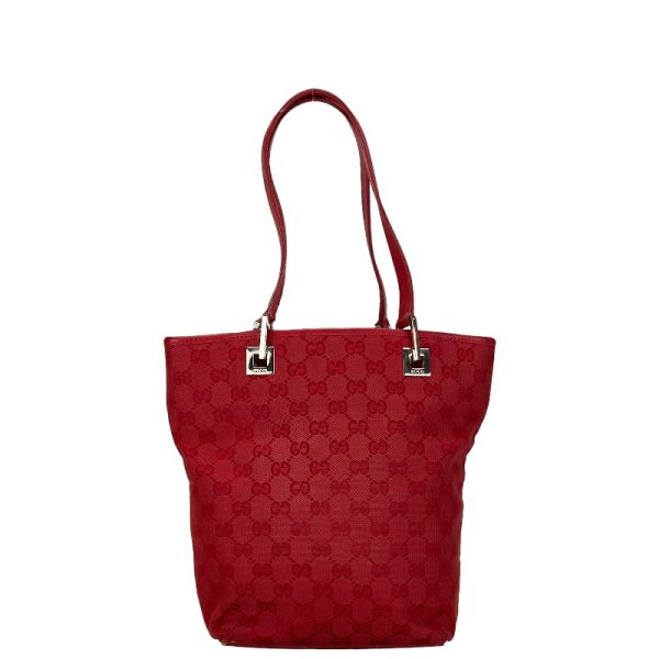 1 0155311 3 Gucci GG canvas handbag tote bag red gold canvas leather