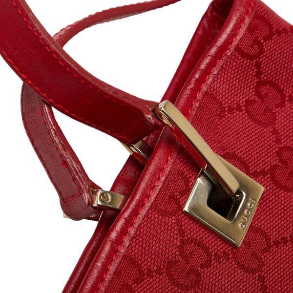 1 0155311 5 Gucci GG canvas handbag tote bag red gold canvas leather