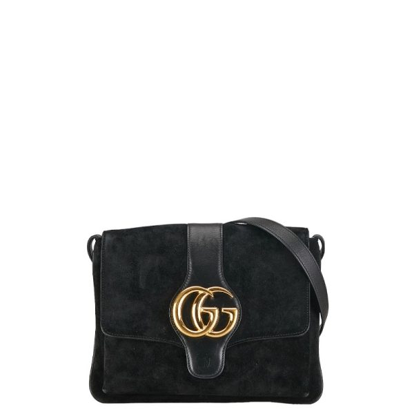 1 0155508 1 Gucci GG Marmont Allie crossbody shoulder bag black suede