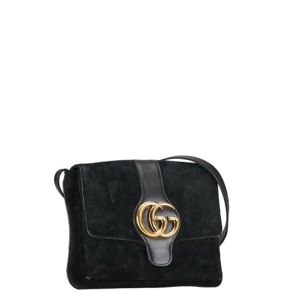 1 0155508 2 Gucci GG Marmont Allie crossbody shoulder bag black suede