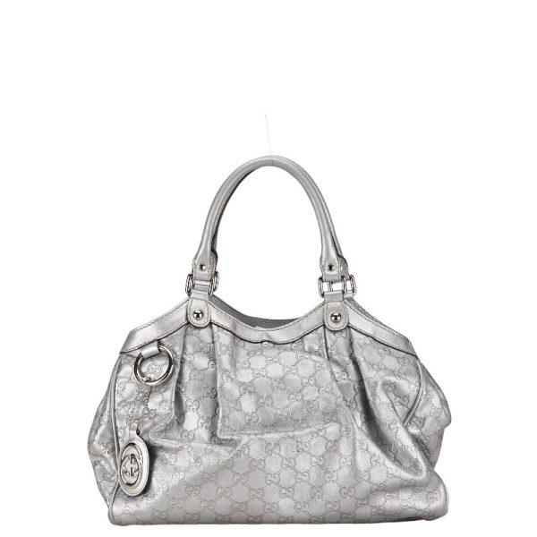 1 0155521 1 Gucci Guccisima Sookie handbag tote bag 211944 silver leather