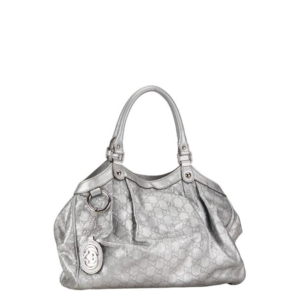 1 0155521 2 Gucci Guccisima Sookie handbag tote bag 211944 silver leather