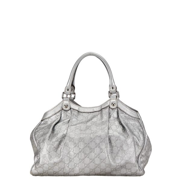 1 0155521 3 Gucci Guccisima Sookie handbag tote bag 211944 silver leather