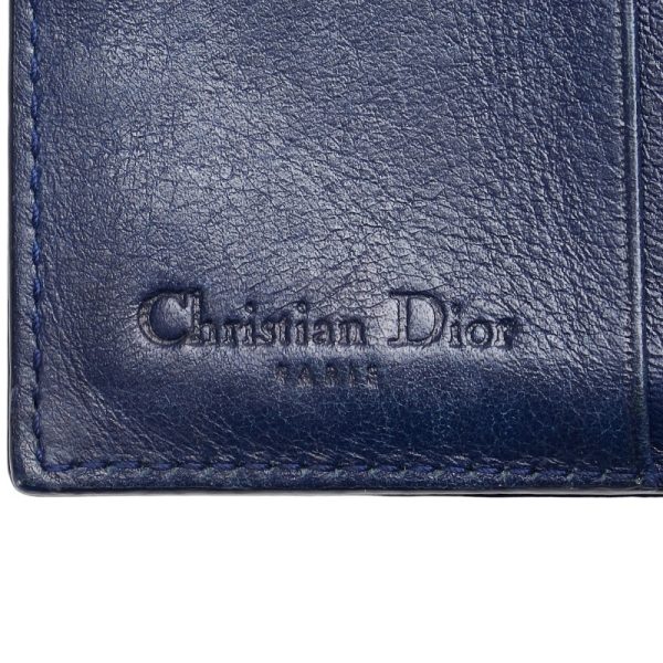 1 0155534 7 Dior Cannage Trifold Wallet Navy Patent Leather Dior