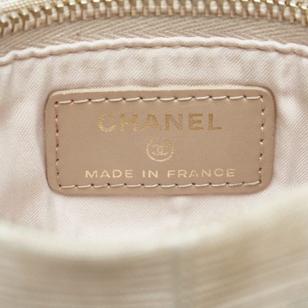 1 0155537 8 CHANEL New Travel Line Coco Mark Pouch Beige Canvas Leather