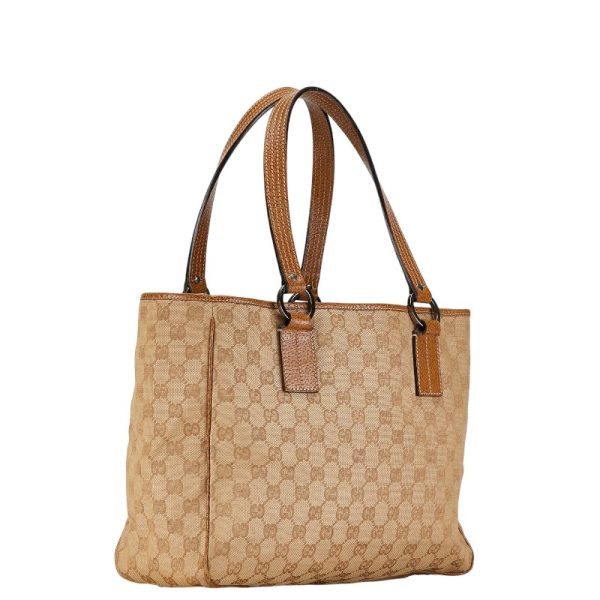 1 0155541 2 Gucci GG canvas tote bag beige brown canvas leather