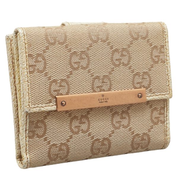 1 0155553 2 Gucci GG Canvas Bifold Wallet Compact Wallet Beige Brown