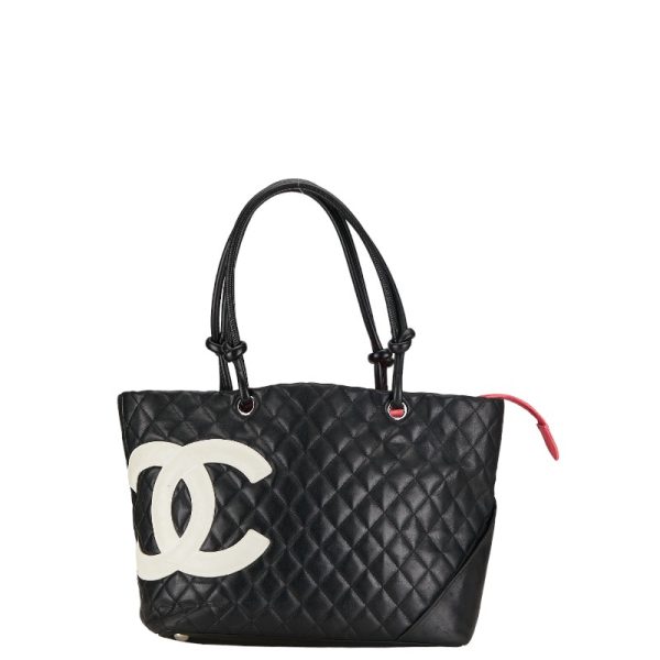 1 0155557 1 CHANEL Matelasse Cambon Line CocoMark Shoulder Bag Black Lambskin