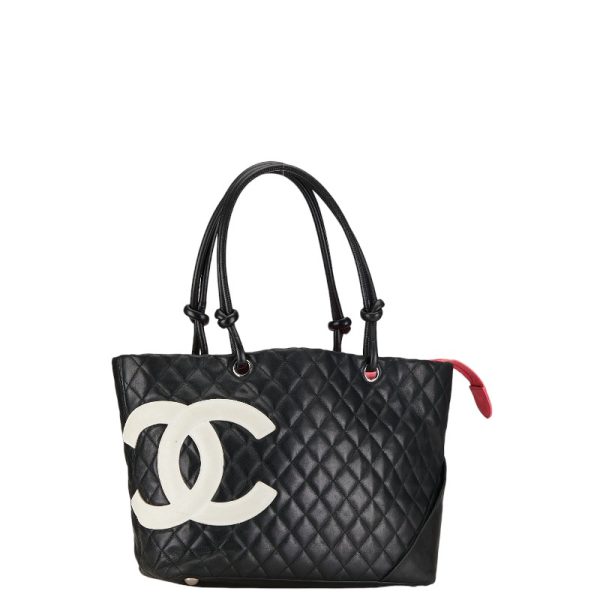 1 0155557 2 CHANEL Matelasse Cambon Line CocoMark Shoulder Bag Black Lambskin