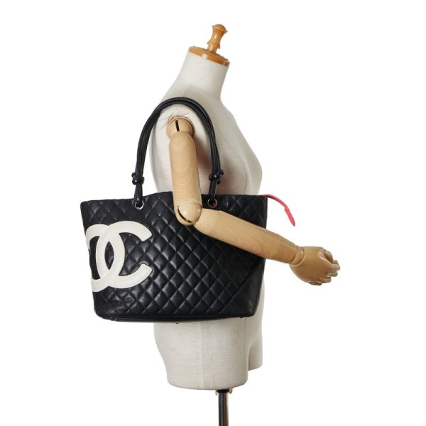 1 0155557 9 CHANEL Matelasse Cambon Line CocoMark Shoulder Bag Black Lambskin