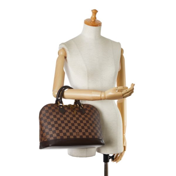 1 0155652 10 Louis Vuitton Damier Alma PM Handbag N51131 Brown PVC Leather