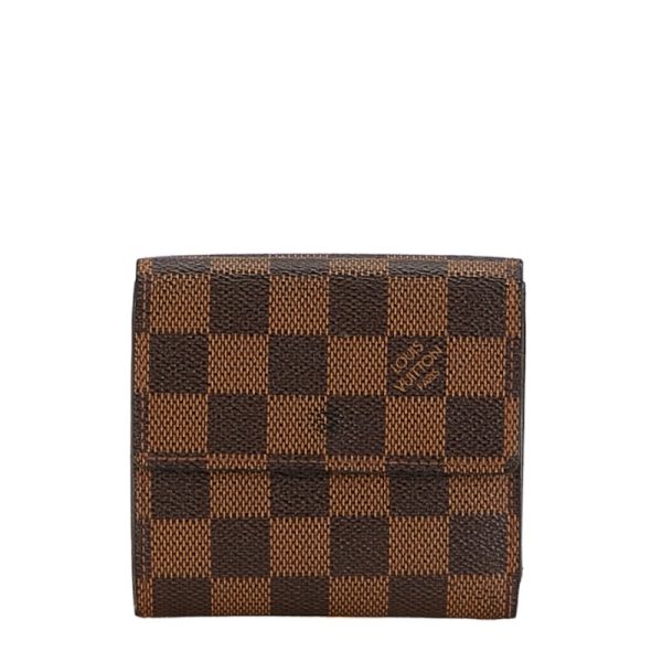 1 0155653 3 Louis Vuitton Damier Portefeuille Elise Wallet N61654 Brown