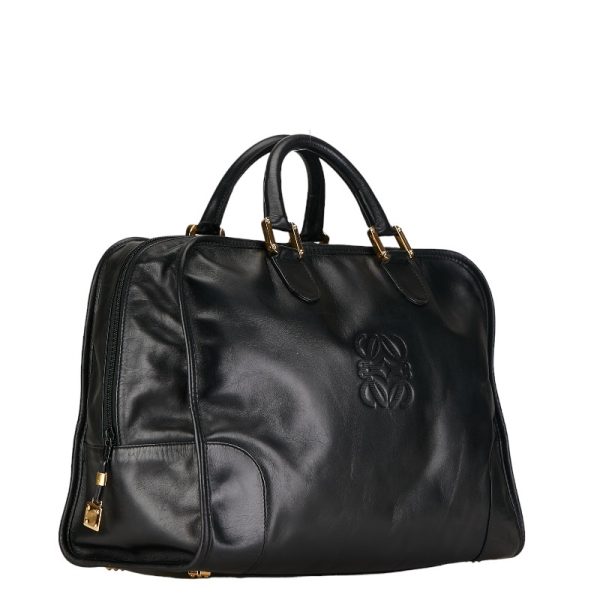 1 0155668 2 LOEWE Amazona Boston Bag Handbag Black Leather