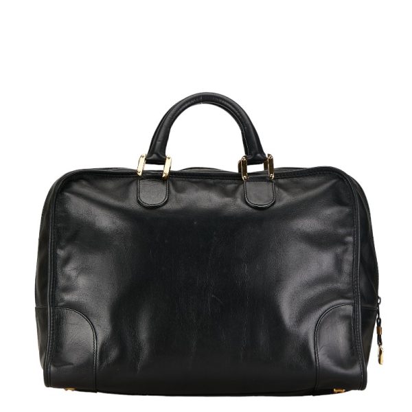 1 0155668 3 LOEWE Amazona Boston Bag Handbag Black Leather