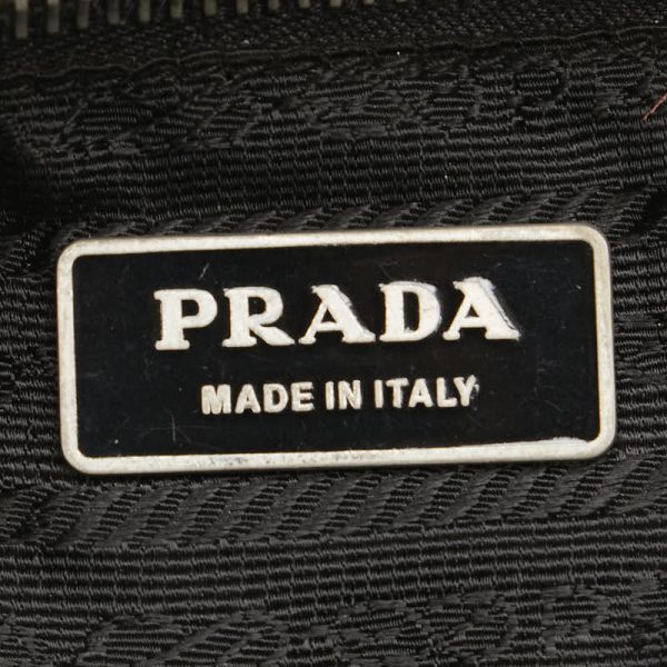 1 0155978 7 Prada Triangle Logo Plate Handbag Tote Bag Black Nylon Leather