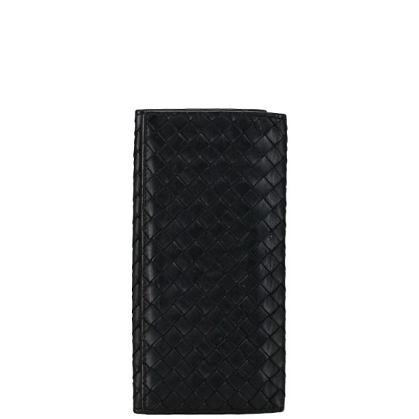 1 0155980 1 Bottega Veneta Intrecciato Long Wallet Black Leather