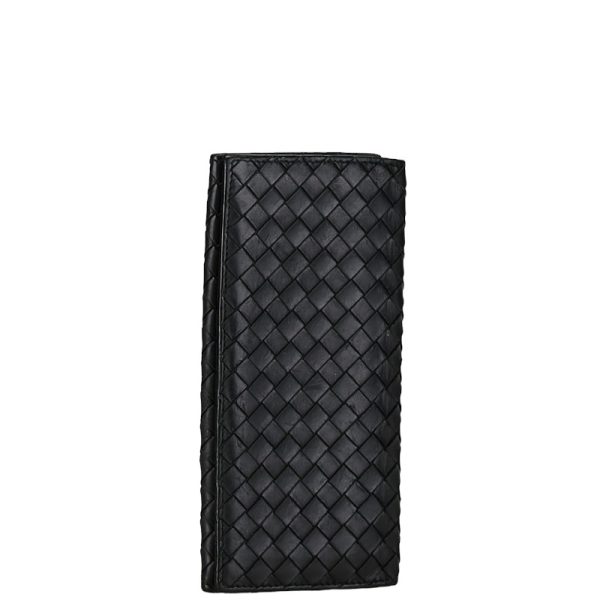 1 0155980 2 Bottega Veneta Intrecciato Long Wallet Black Leather