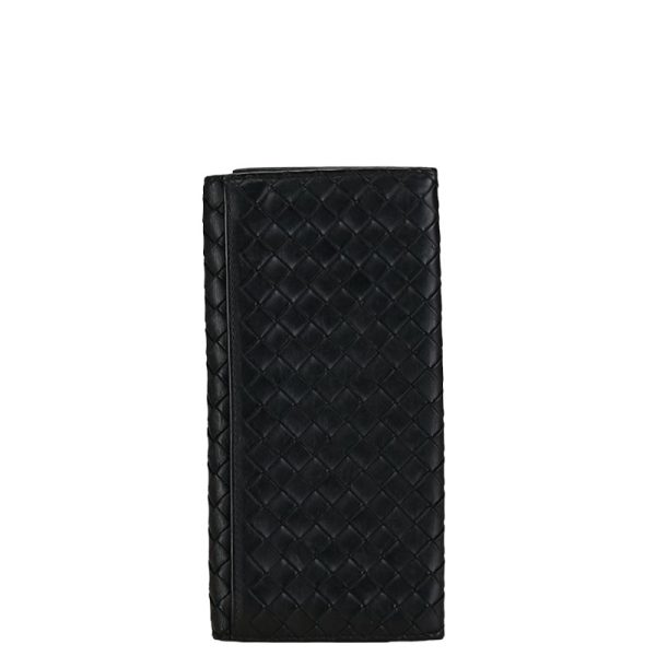 1 0155980 3 Bottega Veneta Intrecciato Long Wallet Black Leather