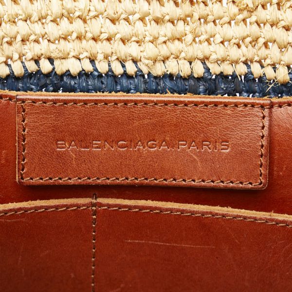 1 0156299 8 Balenciaga Small Handbag 236741 Beige Brown Raffia Leather