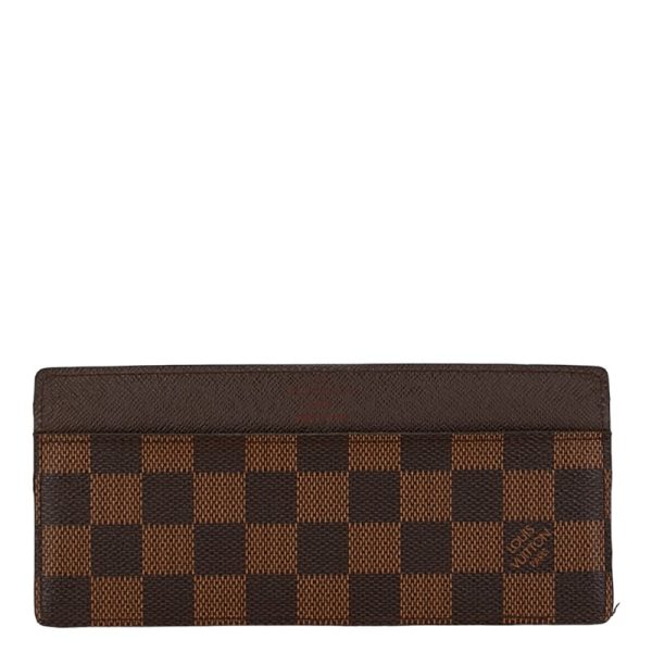 1 0156305 3 Louis Vuitton Damier Portefeuille Long Card Case Brown