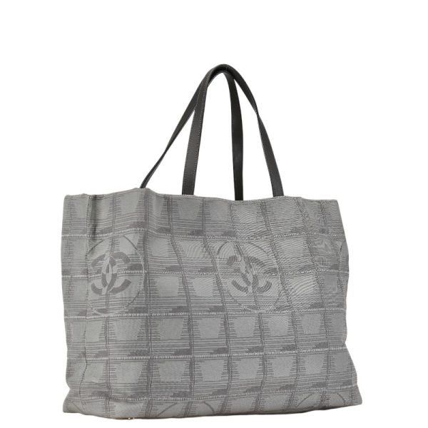 1 0156311 2 CHANEL Cocomark New Travel Line Tote Bag Handbag Gray Nylon Leather