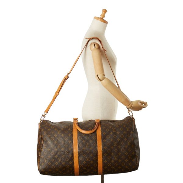 1 0156327 16 Louis Vuitton Monogram Keepall Bandouliere 55 Bag M41414 Brown