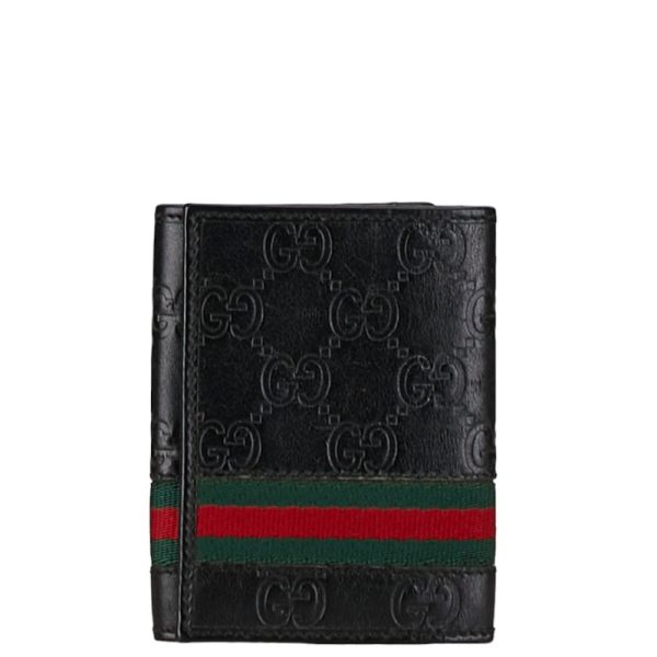 1 0156350 1 Gucci Guccisima Sherry Line Card Case 138043 Black Leather