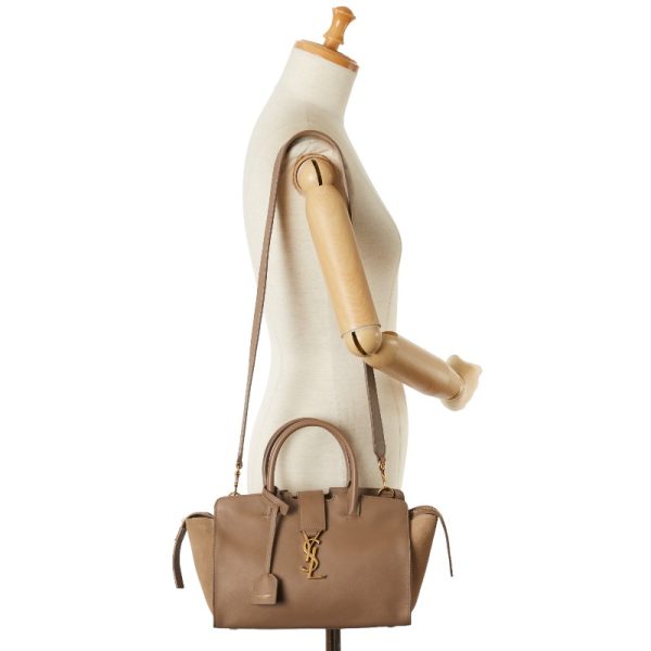 1 0156454 11 Saint Laurent Monogram Downtown Cabas Shoulder Bag Beige