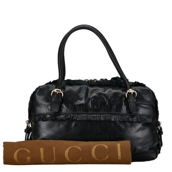 1 0156923 9 Gucci frill handbag tote bag black silver leather