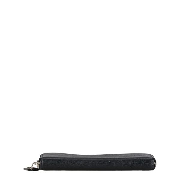 1 0157150 4 Saint Laurent Full Zip Wallet Long Wallet Black Leather