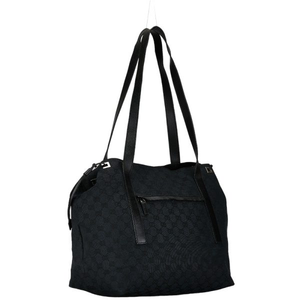 1 0157447 2 Gucci GG canvas handbag tote bag navy black canvas leather