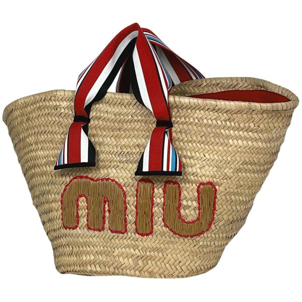 1000072413240 11 Miu Miu Handbag Basket Straw Beige