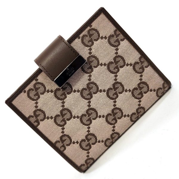 1005 1 GUCCI Bifold Wallet GG Canvas Leather Beige Brown