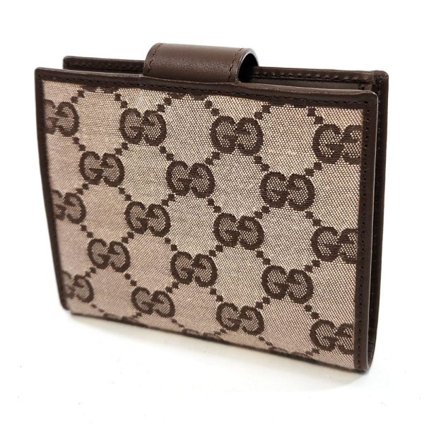 1005 2 GUCCI Bifold Wallet GG Canvas Leather Beige Brown