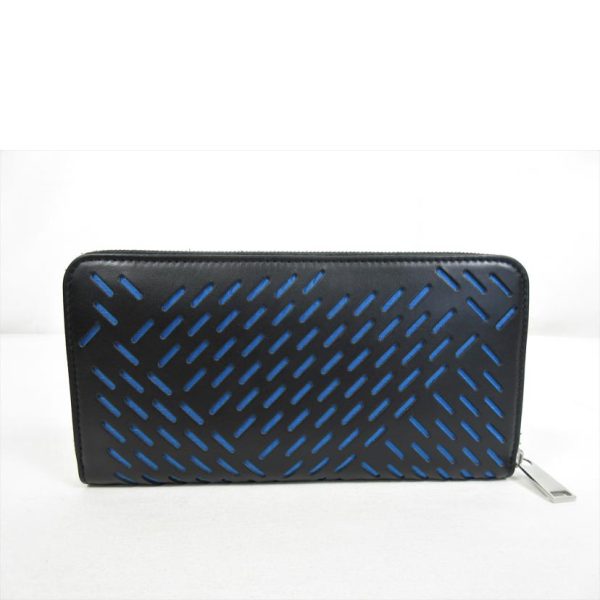 10098 2 Bottega Veneta Perforated Leather Round Zipper Long Wallet