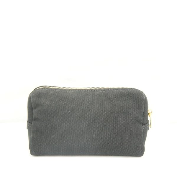 10111 2 PRADA Prada Kanapa Logo Denim Pouch Bag Black