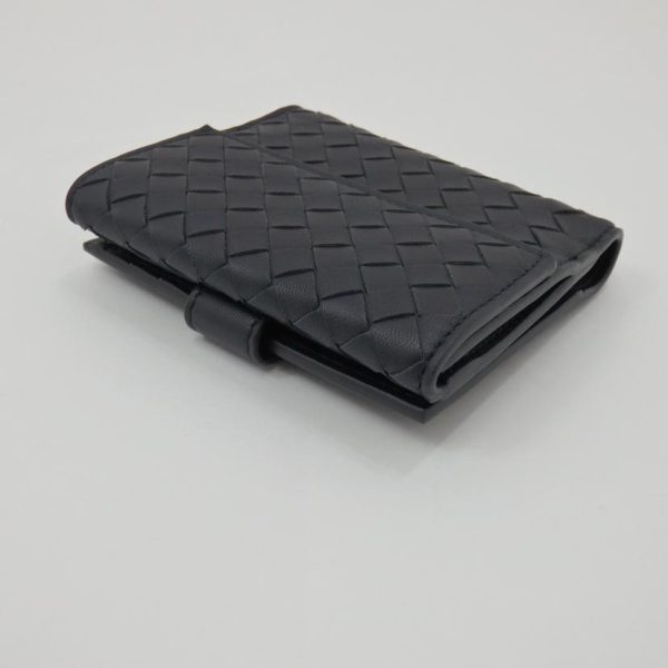 10139 3 Bottega Veneta Intrecciato Mini Wallet Black