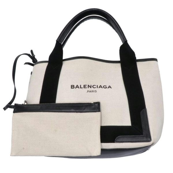 10231 1 Balenciaga Navy Cabas S with Pouch Black