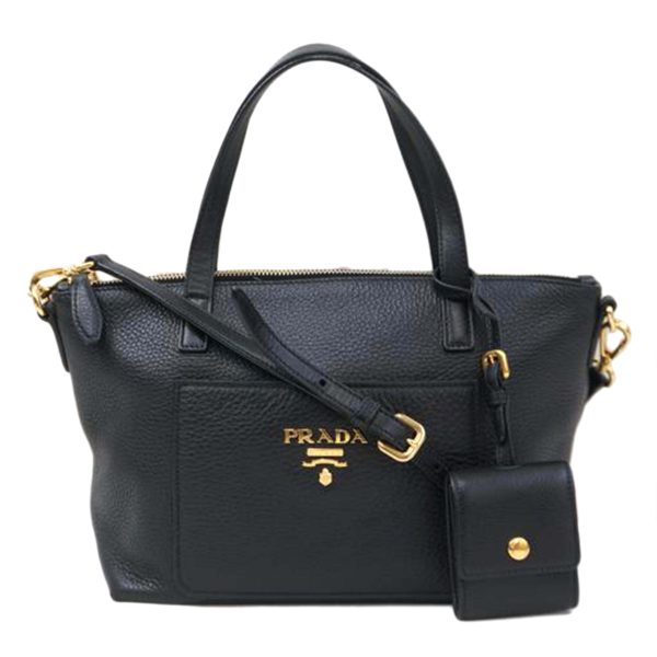 10317 1 PRADA Prada Vitello 2WAY Shoulder Bag Black