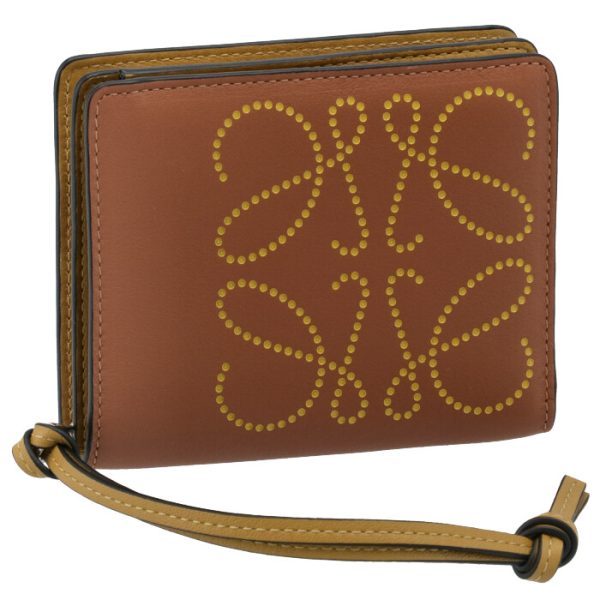 10354z4100247658 LOEWE Anagram Compact Zip Wallet Brown