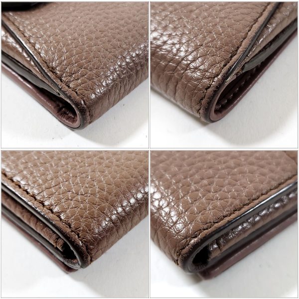 1038 6 Ferragamo Gancini Bifold Wallet Leather Brown