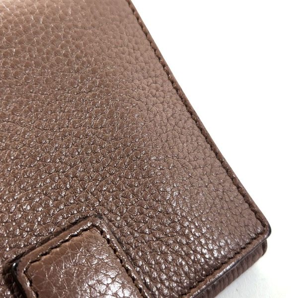 1038 9 Ferragamo Gancini Bifold Wallet Leather Brown