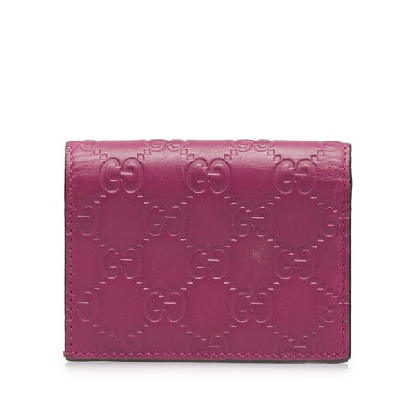 104225tuj2afsn21 3 Gucci Guccishima Bow Ribbon Motif Bifold Wallet Card Case Holder Pink