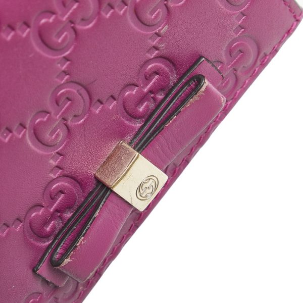 104225tuj2afsn21 8 Gucci Guccishima Bow Ribbon Motif Bifold Wallet Card Case Holder Pink