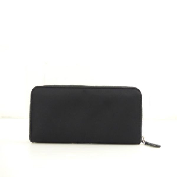 10462 2 PRADA Round Zipper Long Wallet Tessuto Nero Bag Black