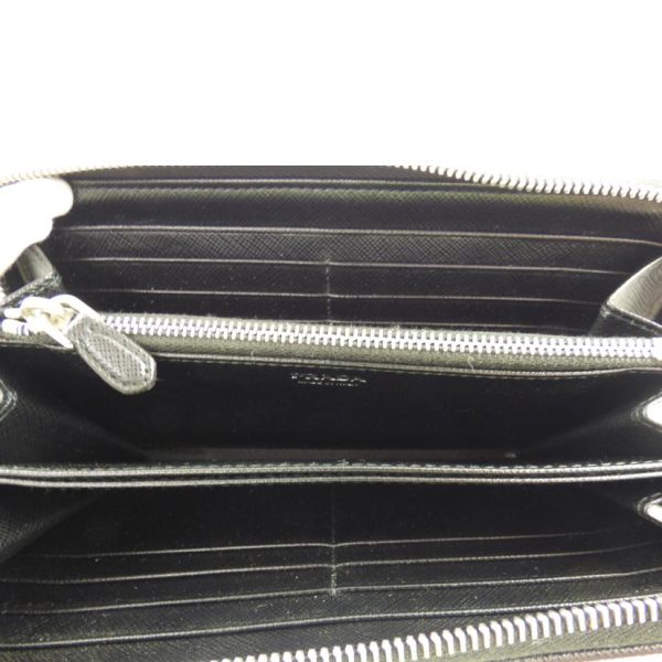 10462 4 PRADA Round Zipper Long Wallet Tessuto Nero Bag Black