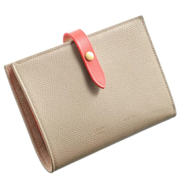 104813ai518lr CELINE Medium Bifold Wallet Strap Bicolor Beige