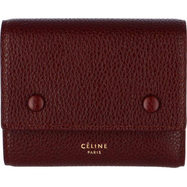 104903afe28wn 1 CELINE Small Trifold Wallet Bicolor Wine Red